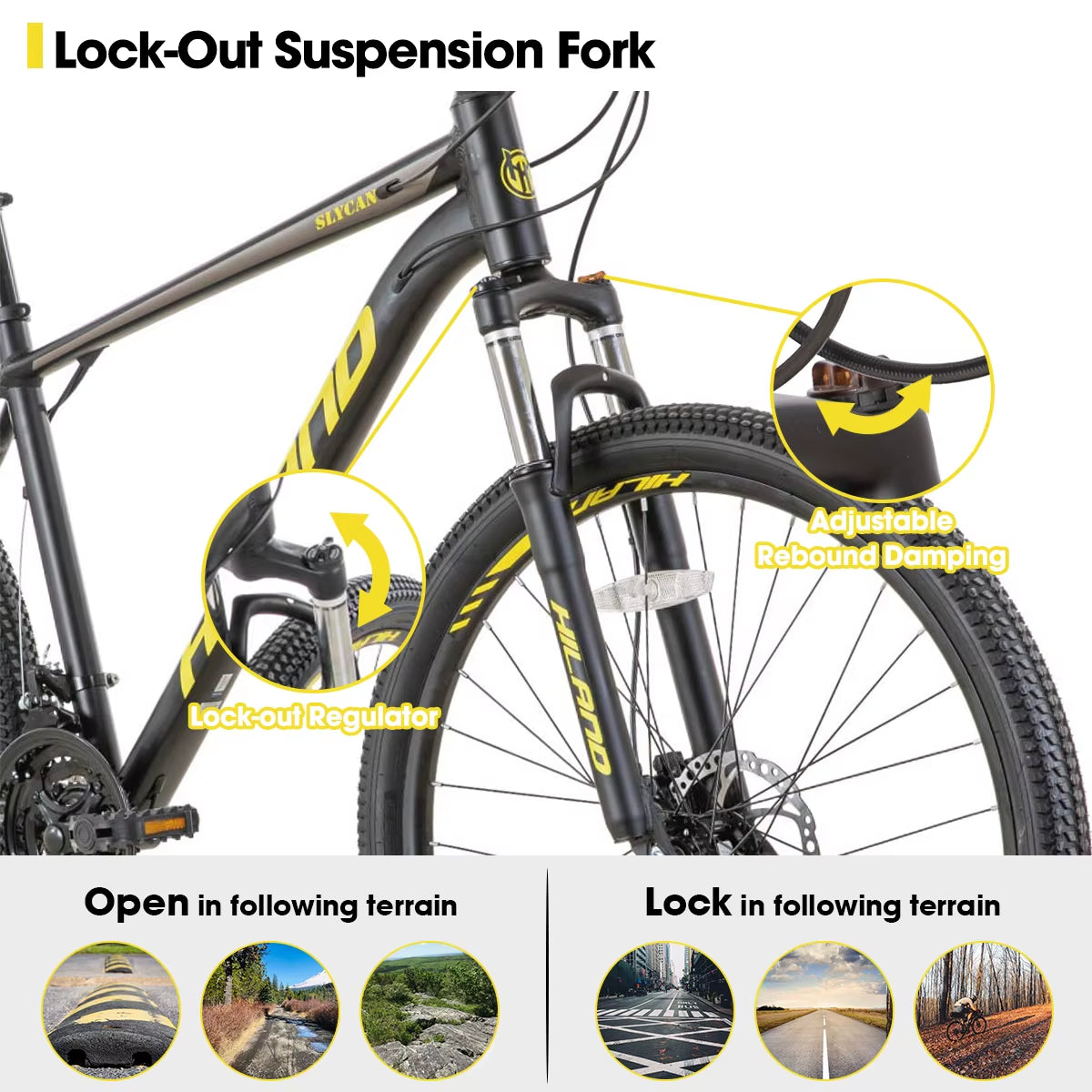 Aluminum Mountain Bike 21 Speeds, Hydraulic Disc-Brakes, Lock-Out Suspension Fork, 27.5 Inch Wheel, Bike for Men Mens