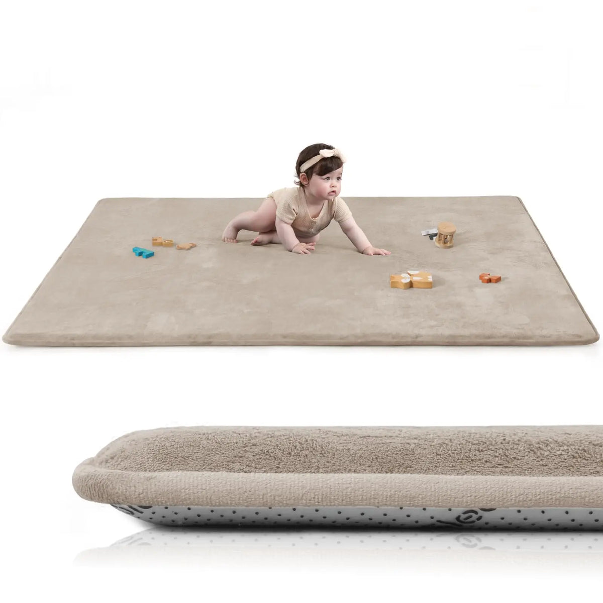 2cm Thick Memory Foam Baby Play Mat - Large Non-Slip Velvet Crawling Rug for Tummy Time and Nursery Use