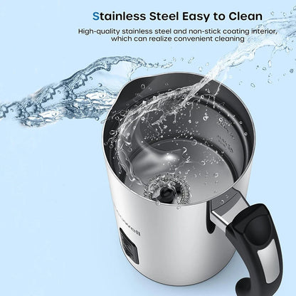  Milk Frother, Coffee Frother Electric, Automatic Hot and Cold Foam Frother, Stainless Steel Milk Steamer and Frother for Latte, Macchiato, Cappuccinos 8.1Oz/240 Ml Silver, WMMF02