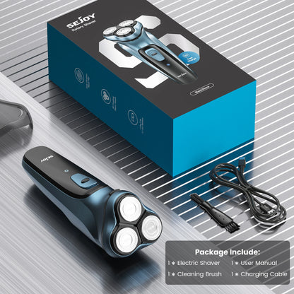 Sejoy 3D Floating Rechargeable Electric Shaver for Men with Integrated Hair Trimmers
