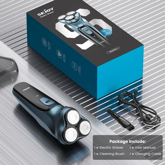 Sejoy 3D Floating Rechargeable Electric Shaver for Men with Integrated Hair Trimmers