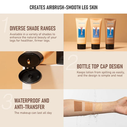 Leg Makeup Moisturizing Liquid Body Foundation - Waterproof Tanning Cream for Even Skin Tone in 3 Shades