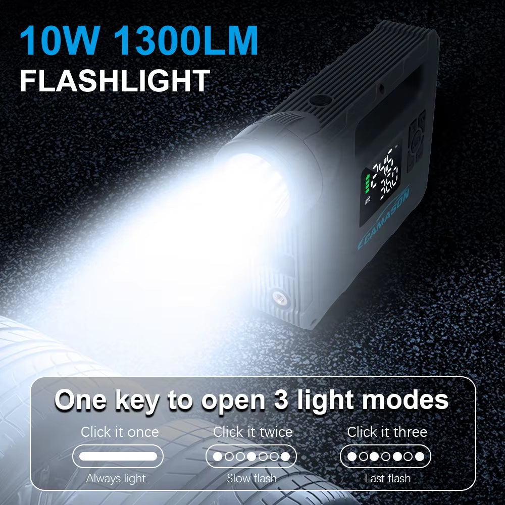 5 in 1 Car Jump Starter with Air Compressor Portable Flashlight Starting Device Power Bank Battery Automotive Booster Start