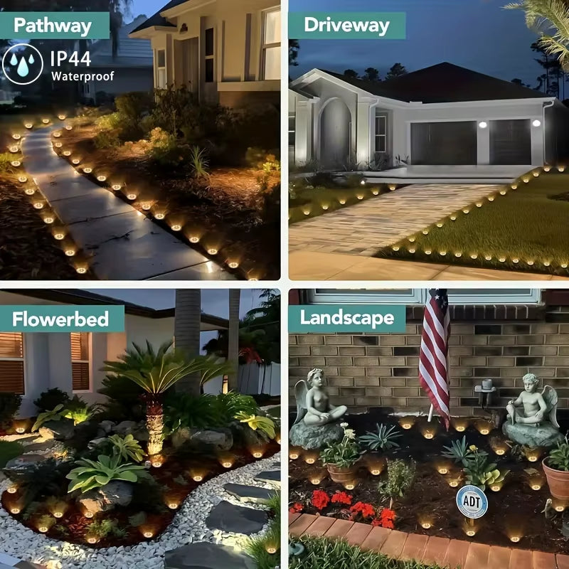8 Pcs 8LED Solar Power Disk Light Outdoor Garden Solar Underground Light Deck Light Spotlight Buried Solar Led Lamp