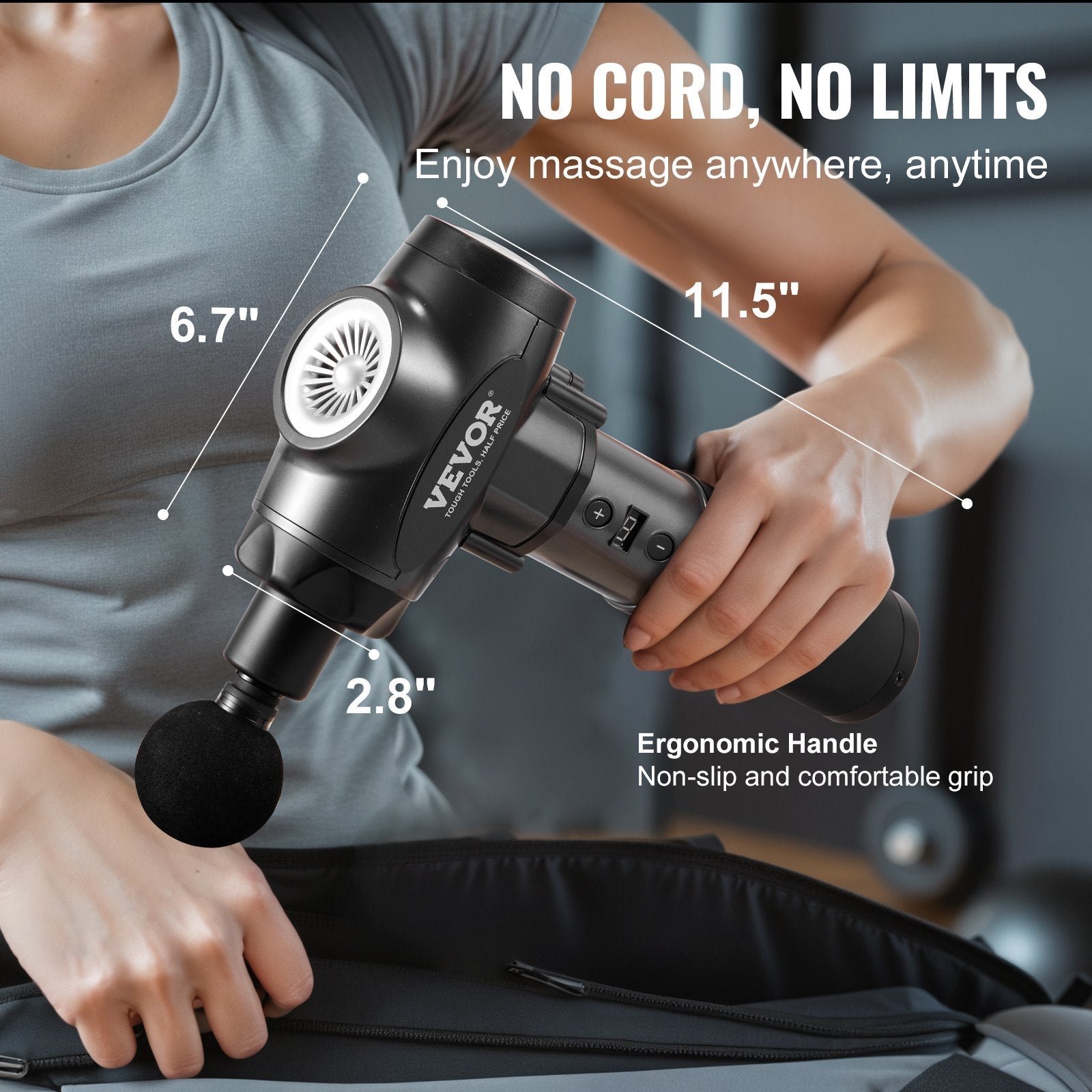 Massage Gun Deep Tissue with 9 Speed Levels & 6 Massage Heads, 24V 2500Mah Batteries, Percussion Muscle Massager for Athletes, Handheld Electric Massage Gun for Pain Relief, Muscle Relaxation