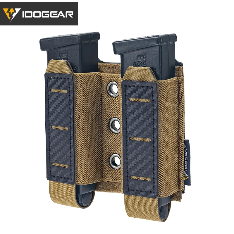 Tactical Mag Pouch 9Mm Double Mag Carrier Carbon Fiber MOLLE Pouch Camo 3590