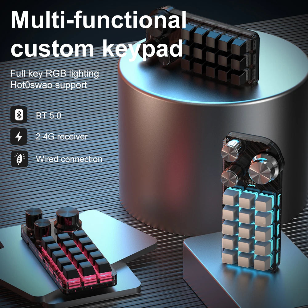 RGB Mechanical Keyboard with Custom Macro Programming PS Gaming Bluetooth Keypad Hotswap for Tablet Keyboard for MX Switch