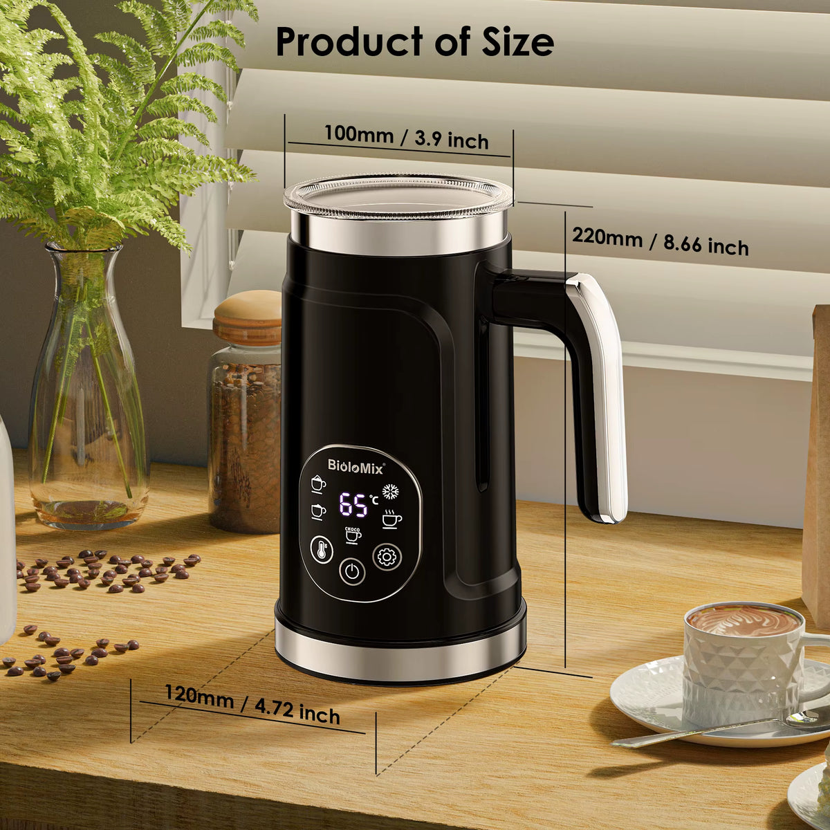 5-In-1 Milk Frother with LED Touch Screen – Hot & Cold Foam Maker for Lattes, Coffee & More