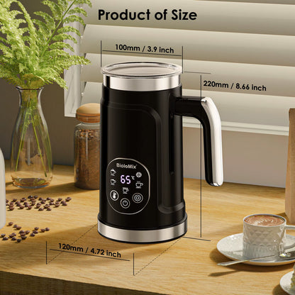 5-In-1 Milk Frother with LED Touch Screen – Hot & Cold Foam Maker for Lattes, Coffee & More