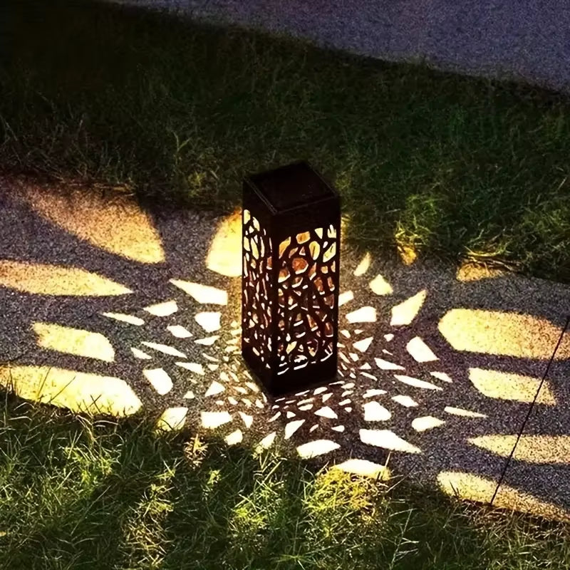 6PCS Solar Powered LED Garden Stake Lights Decorative Hollow-Out Lawn Lamps, Waterproof Outdoor Landscape Lighting 400Mah