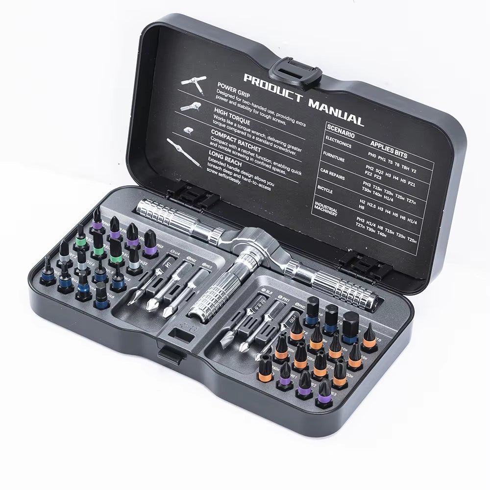 40In1 Multifunction Ratchet Screwdriver Set Multi Magnetic Bits Mini Repair Tool Kit Household Tool for PC & Iphone Etc.