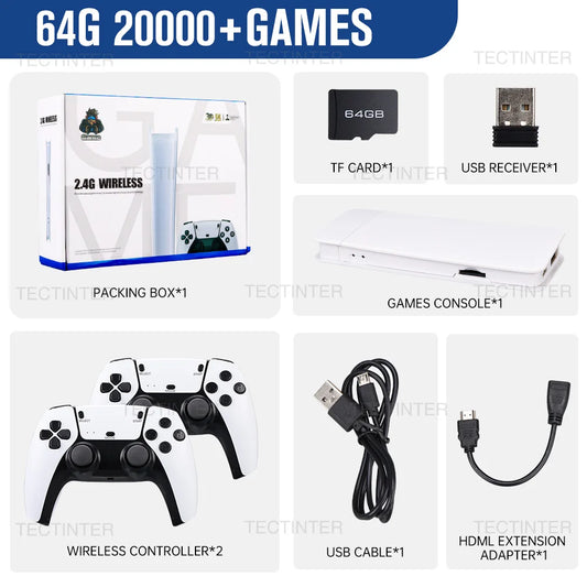 M15 4K Game Stick TV Video Game Console 64G Built-In 20000 Games Retro Handheld Game Player with Wireless Gamepad Controller