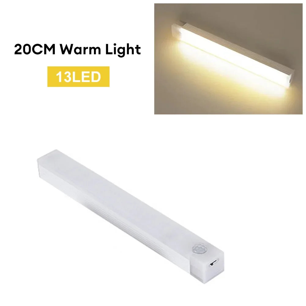 Wireless LED Motion Sensor Night Light - Rechargeable Type C Cabinet and Wardrobe Lamp for Staircase and Kitchen Backlighting
