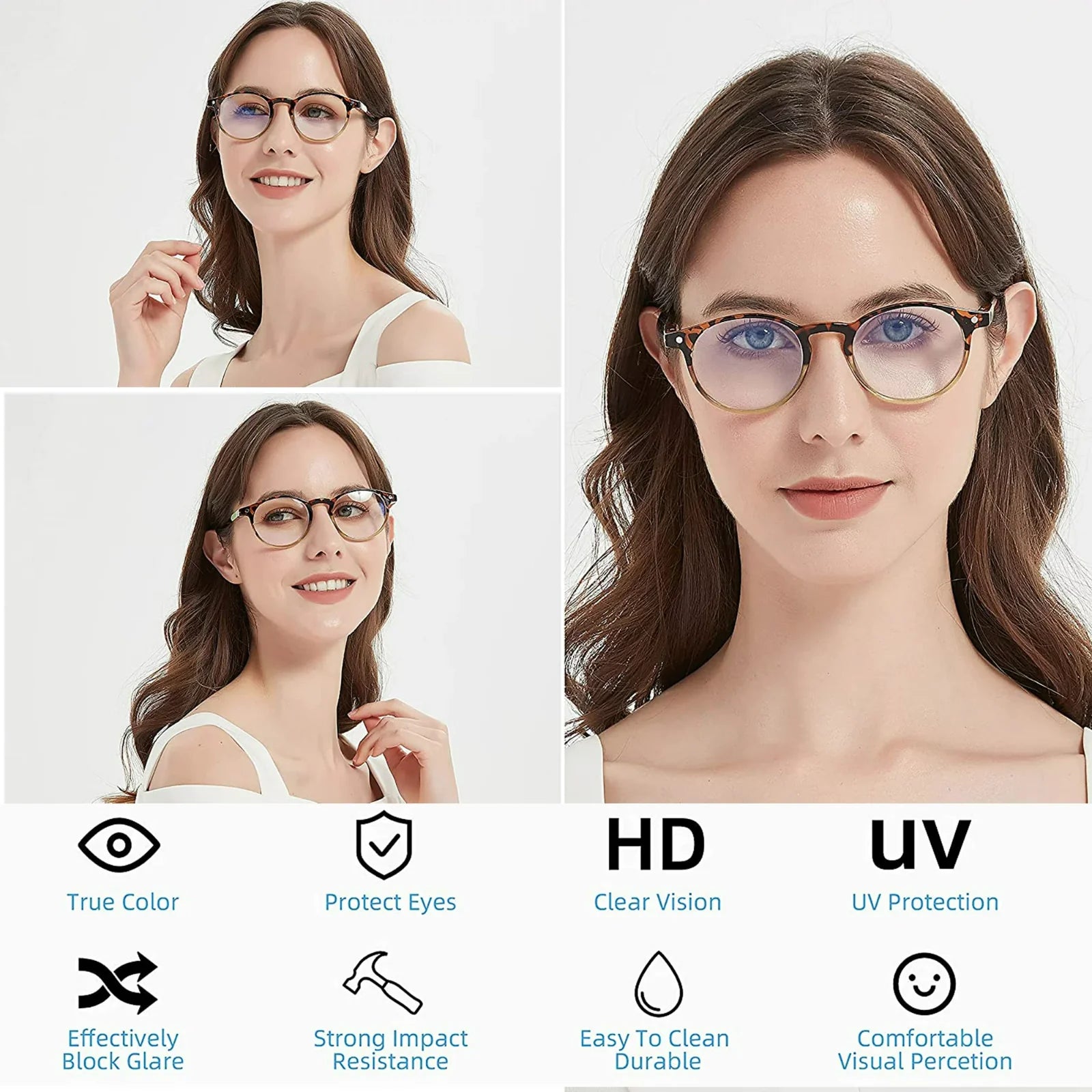 4 Pairs Mens Women Spring Hinge round Horn Power Oval Reading Reader Glasses 1-4