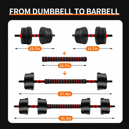 Adjustable 5-44 lbs Dumbbell to Barbell Set with Anti-Slip Grip for Versatile Home Gym Strength Training
