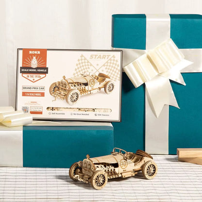 Robotime Classic Car 3D Wooden Puzzle Model Kits: Vintage Train, Army Jeep, and Heavy Truck at 1:15 Scale for Children