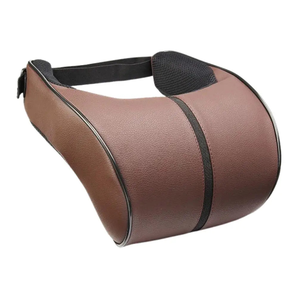 Adjustable Breathable Memory Foam Car Headrest and Neck Pillow with Leather Finish, Includes Car Waist Pad - Automotive Decorative Accessories