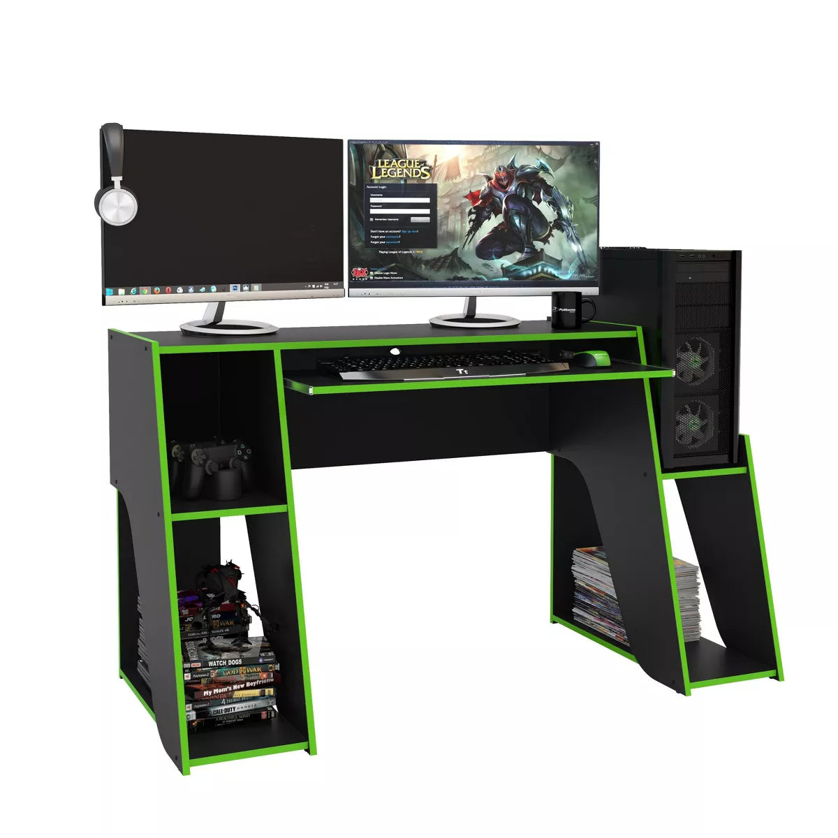 Mission Gaming Desk - Black/Green
