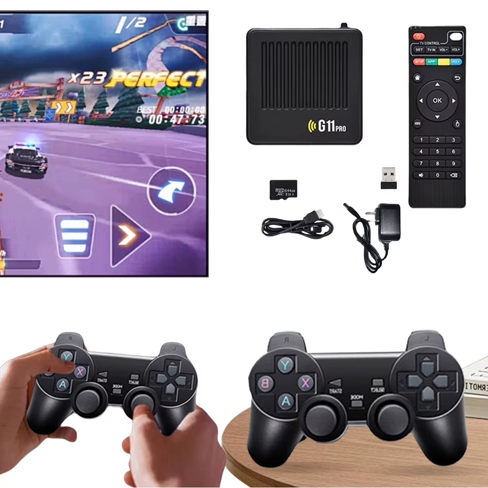 G11 Pro Retro Game Box Built in 10000+ Retro Games Plug and Play 4K Hdmi-Compatible Output with 2.4G Wireless Dual Controllers