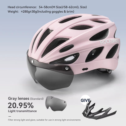 ROCKBROS Lightweight Integrated Cycling Helmet with Goggles for Men and Women - Safety Head Protection for MTB and Road Biking