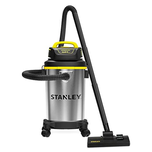 [US Direct] 3-In-1 Wet Dry Vacuum Cleaner 4 Gallon, 4 Peak HP, Stainless Steel Tank with Top Handle Shop Vacuum Cleaner with Blower for Home, Garage, Car, Workshop, Pet Hair