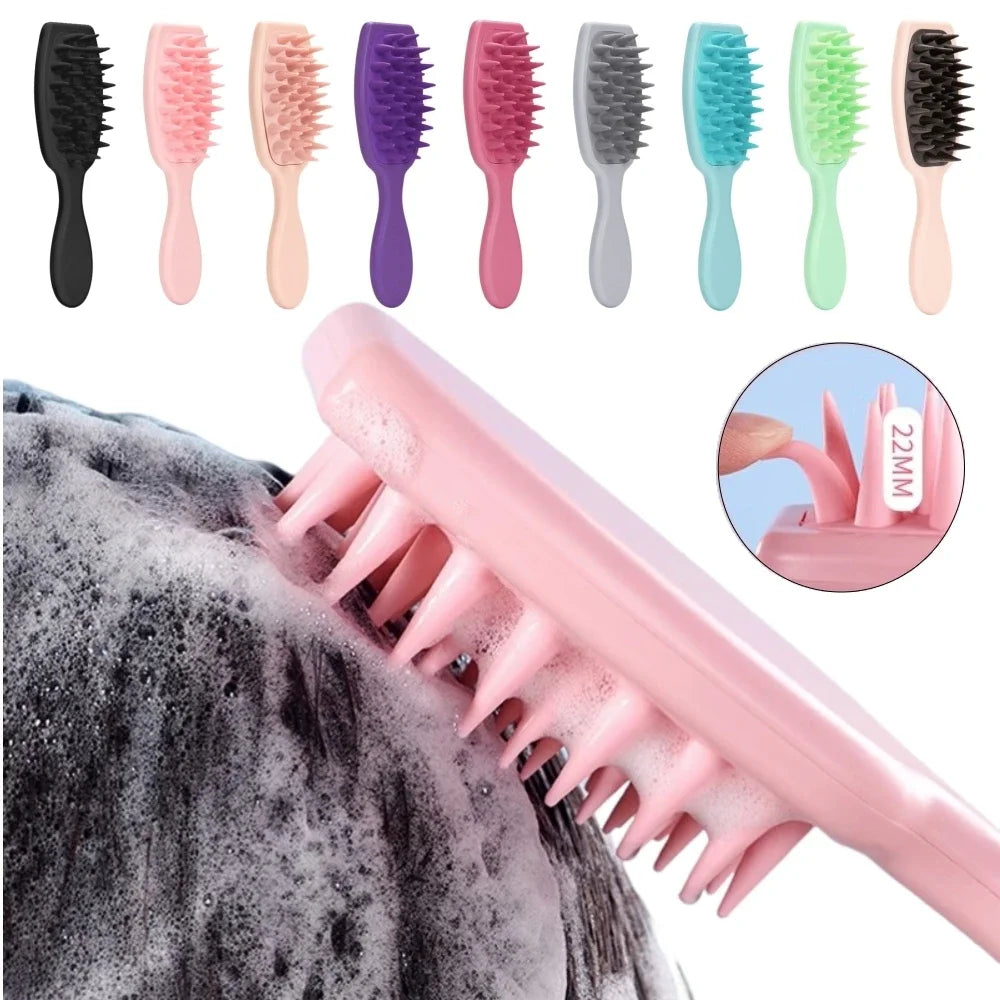 Long Handle Silicone Shampoo Brush for Scalp Massage and Hair Washing
