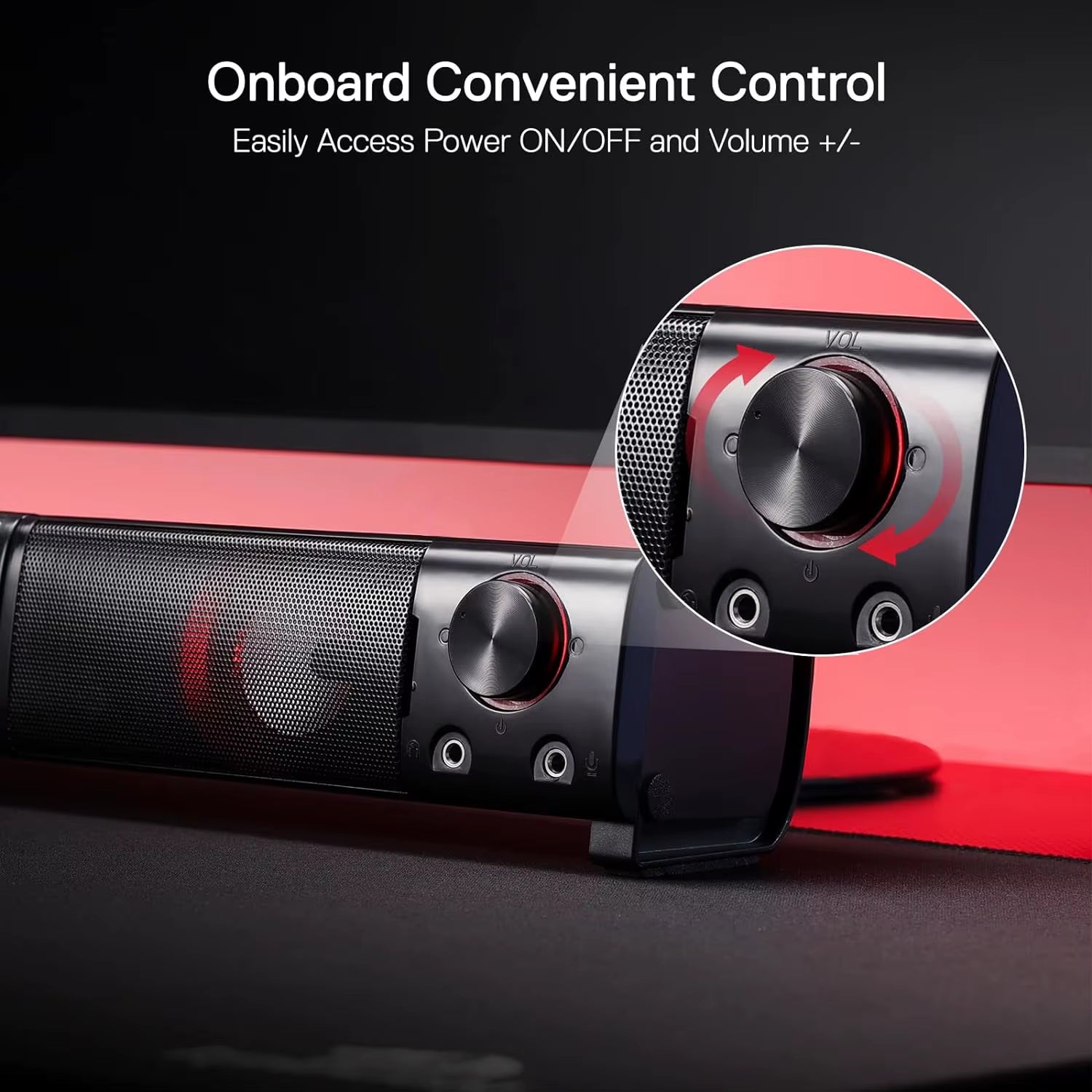 GS550 PC Gaming Speakers 2.0 Channel Desktop Computer Sound Bar Quality Bass & Decent Red Backlit