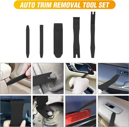 Nilight 6-Piece Auto Trim Removal Tool Kit - No-Scratch Design for Car Audio, Dash Panel, Window Molding, and Fastener Removal - Black