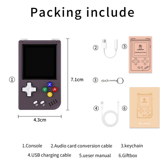 RG Nano Retro Handheld Game Console Portable Game Console Mini Aluminum Alloy with 1.54 Inch IPS Screen 64G TF