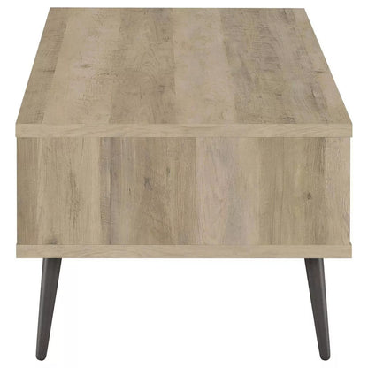 Mid Century Modern Wood Coffee Table with Drawer and Shelf Antique Pine/Gray