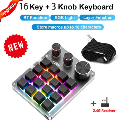USB Custom Keyboard Macro 6/21 Key 1 Knob Programming RGB Bluetooth Gaming Photoshop Hotswap Mini Mechanical Bluetooth Keyboard