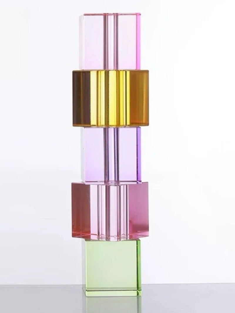 Modern Crystal Cube Bud Vase, Dopamine Table Setting Centrepieces