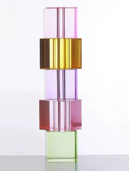 Modern Crystal Cube Bud Vase, Dopamine Table Setting Centrepieces