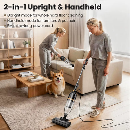 Vastorm R7 Corded Stick Vacuum Cleaner - 600W, 20Kpa Powerful 3-in-1 Lightweight Design for Efficient Low Noise Cleaning on Hardwood Floors and Carpets, Ideal for Pet Hair Removal