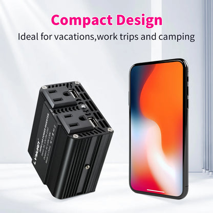 500W/300W Mini Portable Car Inverter DC12V to AC110V with USB 5V 3.1A Output and US Socket