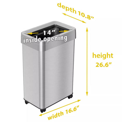 Rectangular Trash Can with Mobility Features and Dual Odor Control Filters