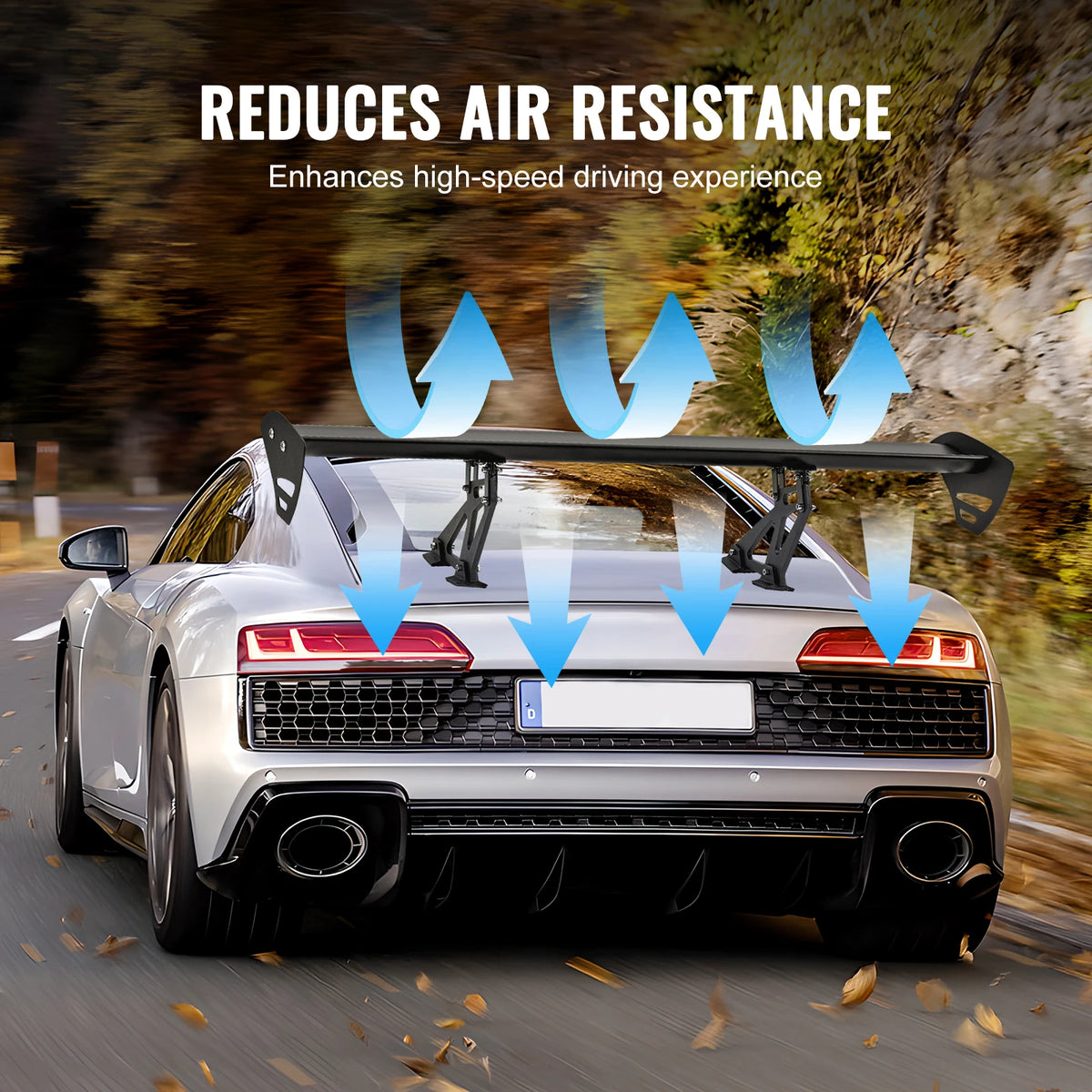 Succebuy 43.3-Inch Universal GT Wing Car Spoiler - Adjustable Lightweight Aluminum Rear Spoiler Wing