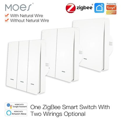 Smart Light Switch No Neutral Wire No Capacitor Needed Smart Life 2/3 Way Works with Alexa Google Home 2Mqtt