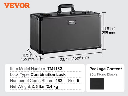 Succebuy Premium Graded Card Storage Box with Key Lock or Coded Lock - 4 or 5 Slot Options and Foam Dividers for 96/108/120/162 PSA Graded Cards