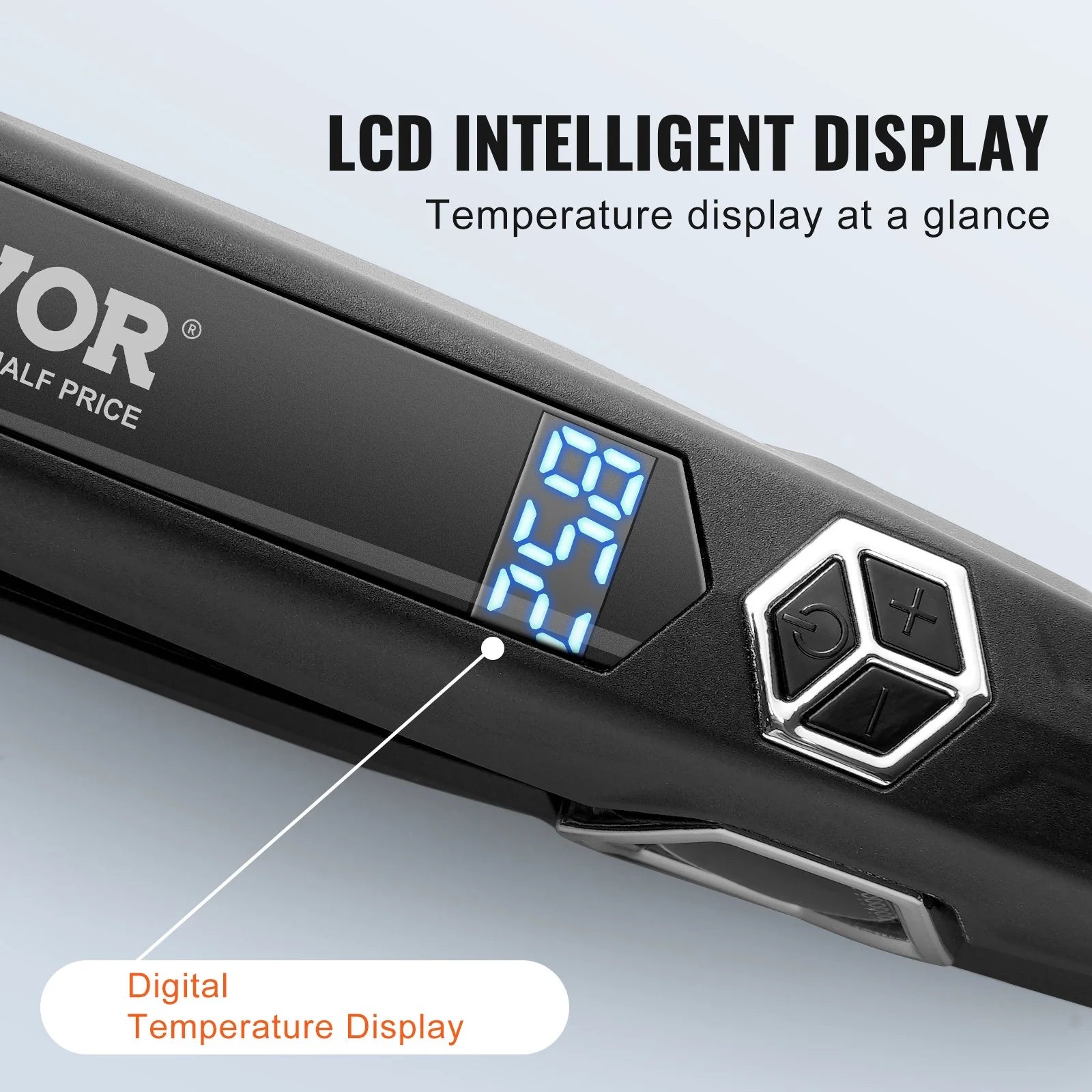 Hair Straightener, 1.5-Inch Titanium Flat Iron, Dual Infrared Hair Straightener Flat Iron with LCD Display and 19 Temp Levels -  Dual Voltage 110V/240V for Salon Home Travel Use