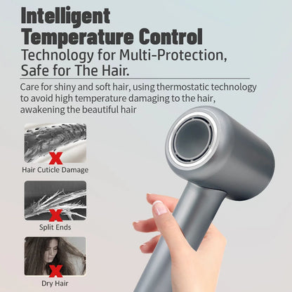 High-Speed Professional Hair Dryer with Negative Ion Technology and Magnetic Nozzle for Enhanced Hair Care and Styling