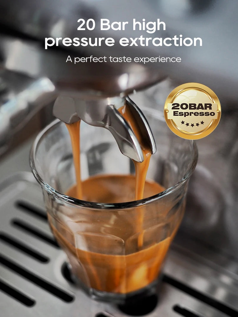 Hibrew 20-Bar Semi-Automatic Espresso Coffee Machine with Temperature Control and 58mm Portafilter, Cold/Hot Beverage Maker, Metal Casing Model H10A