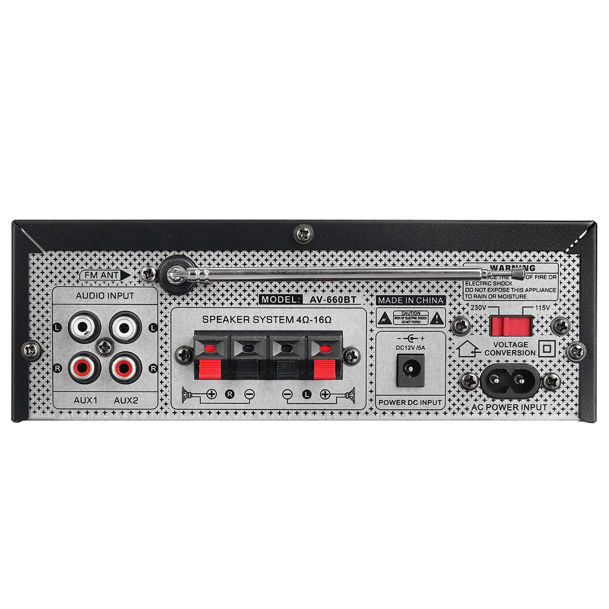 Sunbuck AV-660BT 2000W Bluetooth 5.0 Audio Power Amplifier EQ Stereo AMP Car Home 2CH AUX USB FM Radio
