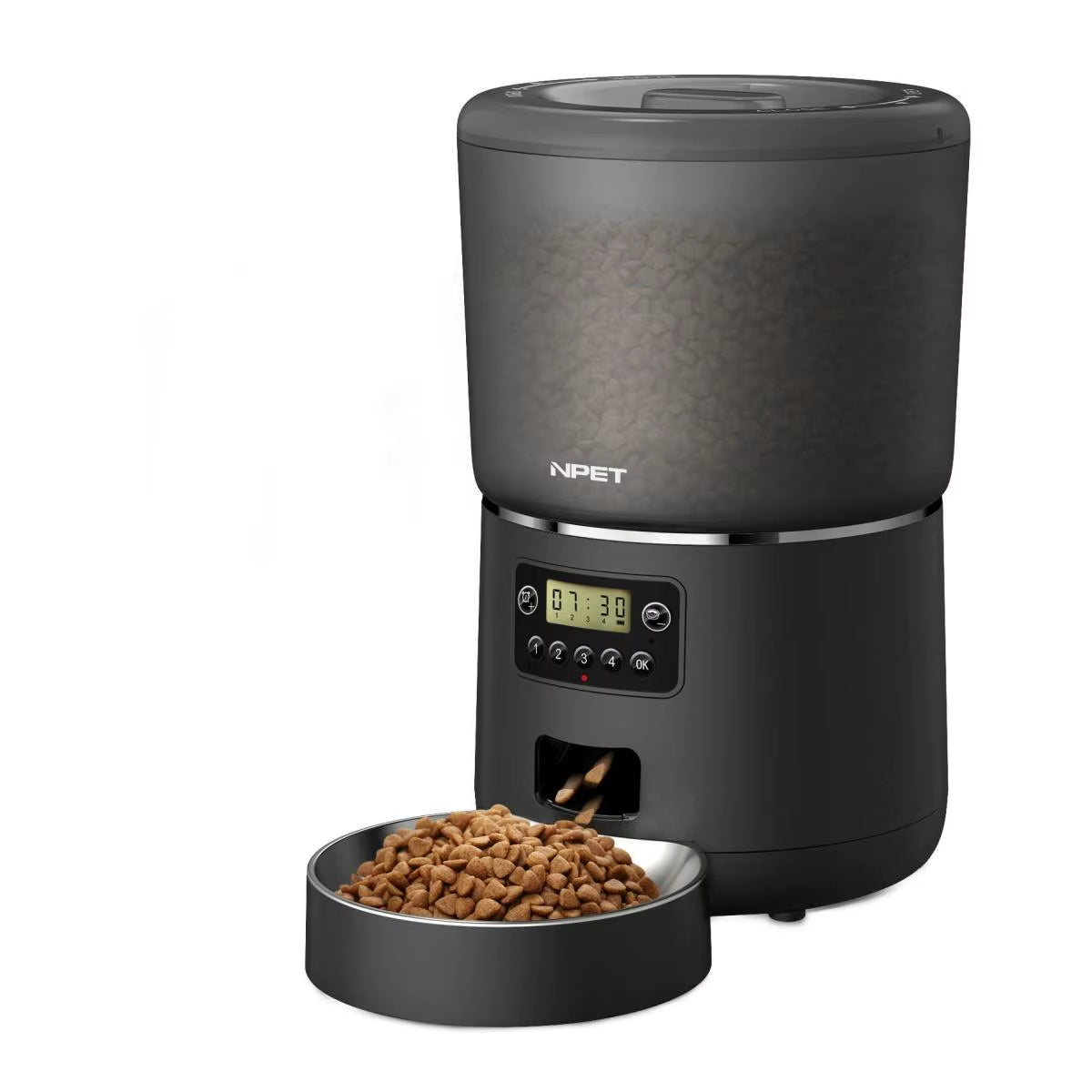 NPET 4L Automatic Smart Pet Feeder for Cats Dogs Multiple Pets with Stainless Steel Bowl Customize Healthy Food 1-9 Portions
