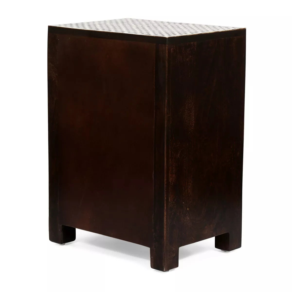 Benewah Handcrafted Boho 3 Drawer Mango Wood Nightstand - Exotic Inlay, Storage