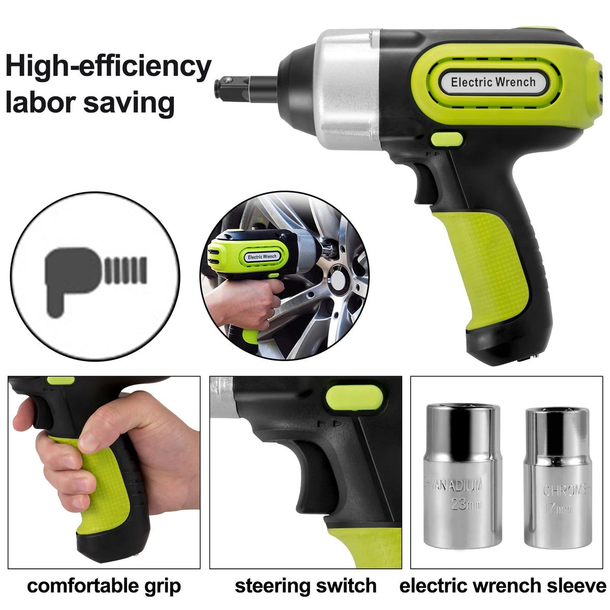 Succebuy 4-in-1 Portable Electric Car Jack with Hydraulic Lift, Impact Wrench, Tire Compressor, and LED Light for Automotive Repair