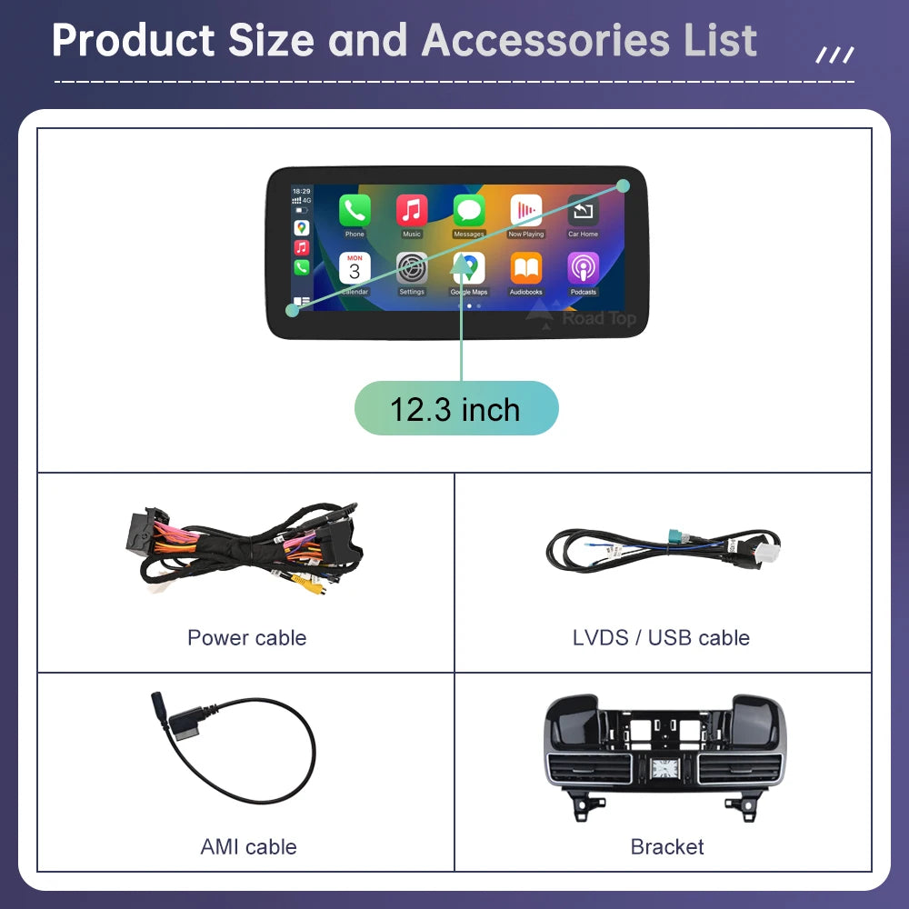 Linux Touchscreen Car Radio for Mercedes-Benz ML W166, ML350, GL X166 (2012-2015) with GPS, CarPlay, Android Auto, and AirPlay Mirroring