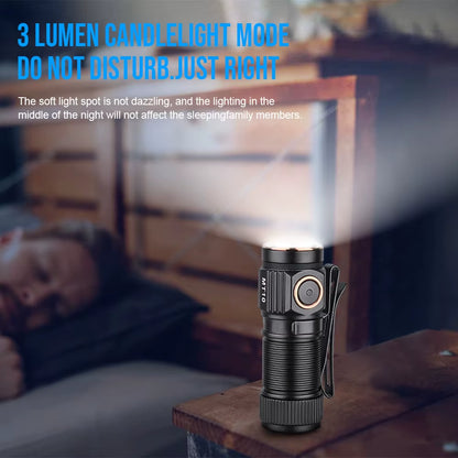 MT10 Rechargeable LED EDC Flashlight 1000 Lumens Type USB C Charging Torch Mini 16340 Light MVB Optics with Magnet Lan