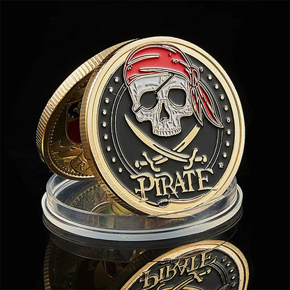 Skull Pirate Ship Gold Treasure Coin Lion of the Sea Running Wild Collectible Vaule Coin Collectible