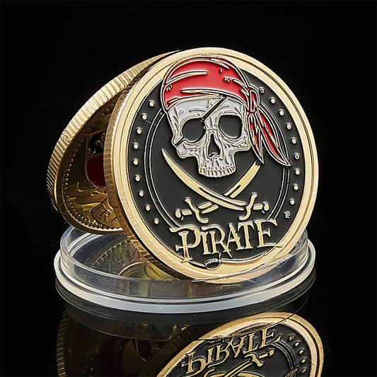 Skull Pirate Ship Gold Treasure Coin Lion of the Sea Running Wild Collectible Vaule Coin Collectible